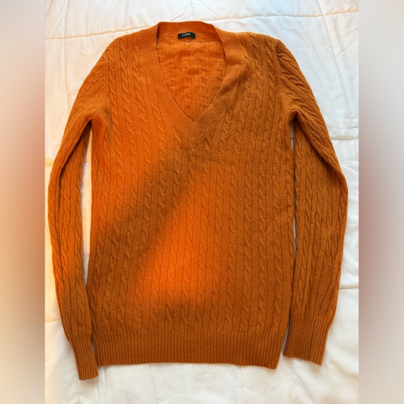 Women’s J.Crew Orange V-Neck Sweater - Picture 2 of 6